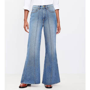 Haute qualité personnalisable femmes taille XL pantalon évasé respirant Premium toile jean couleurs personnalisées plat décontracté pour l'hiver - Product Image 1