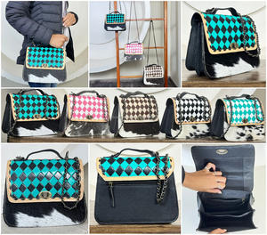 Nouveauté 2026 Sac bandoulière en cuir de vache véritable à motif à carreaux avec chaîne élégante et durable - Product Image 3