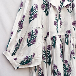 Beautiful floral Cotton Block Printed dress Dress For Casual wear Hand Block Printed Dress - Product Image 3