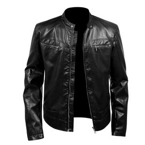 Chaqueta de Motocicleta de Cuero PU para Hombre, Nueva, Casual, a la Moda, con Frente Sólido Personalizado, Ecológica e Impermeable, para Invierno - Product Image 1