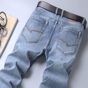 Jeans de Mezclilla para Hombre, Corte Recto, Lavado a la Piedra, Cintura Media, Ajuste Slim, Estilo Casual de Algodón, para Primavera - Product Image 5