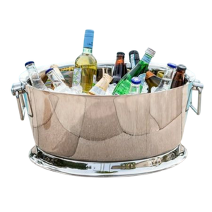 Hot Seller Metal Hammered Wine <b>Cooler</b> Antique Silver Finished Round Shape Wine <b>Cooler</b> With Handle for Bar Ware Party Ice Bucket - Product Image 2