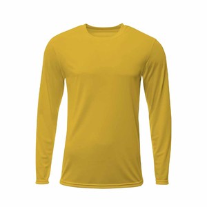 Men's long Sleeve Crew Neck T-Shirt Regular Fit Solid Color Quick Dry Knitted Polyester Casual Shirt - Product Image 5