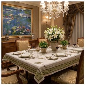Nappe carrée en coton imprimé floral, meilleur prix, pour 8 personnes, 220 cm, style européen, lavable, pour la maison - Product Image 1