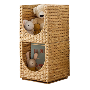 Handwoven Water Hyacinth <b>Stacked</b> Organizer <b>Basket</b>, Eco-Friendly Kids Toy & Book <b>Storage</b>, Vietnam Factory Wholesale Kids's <b>Basket</b> - Product Image 1