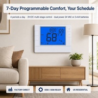Thermostat numérique programmable 4 périodes, 7 jours, double transformateur 2H/2C, chauffage/refroidissement pour la maison (vente en gros)