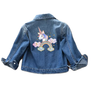 Abrigos de Mezclilla para Niñas Pequeñas, Chaqueta de Mezclilla para Niños con Estampado - Product Image 1