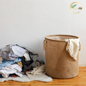 Sac à linge en toile de jute naturelle, grande taille, réutilisable, pour le rangement des vêtements à la maison - Product Image 2