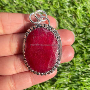 Colgante hecho a mano de Plata de Ley 925, forma de amante de piedras preciosas para compromiso, piedra natal chapada en plata, joyería de boda, regalo para ella - Product Image 2