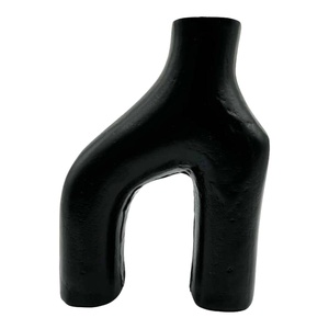 Jarrón de Metal Moderno para Plantas Artificiales, Artesanía, Decoración de Interiores para Sala de Estar, Exhibición de Mesa, Jarrón Negro, Último Modelo - Product Image 1