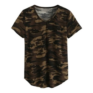 T-shirt pour homme en vente flash, 100% coton respirant, camouflage, nouveau design, impression par sublimation, manches courtes, col en V, t-shirt camouflage - Product Image 1