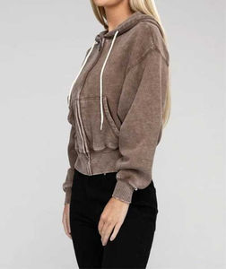 MOVA TEXTILE 2025 Sudadera con Capucha para Mujer, Estilo Urbano, Algodón Felpa, Lavado Ácido, Vintage, con Logotipo Personalizado - Product Image 2