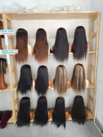 Combo de 4 perruques lisses de 20 pouces en cheveux vierges vietnamiens pour femmes, perruque sans colle avec closure 2x6, cheveux colorés