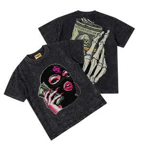T-shirts pour hommes en coton 100% tricoté, délavé à l'acide, personnalisés, 240g, coupe oversize, grande taille, couleur unie, vintage, anti-rétrécissement, col rond, manches courtes - Product Image 1