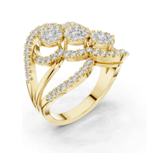 Yellow Gold Diamond Cluster <b>Ring</b> Round Brilliant Cut Luxury Women's Engagement <b>Ring</b> - Product Image 3