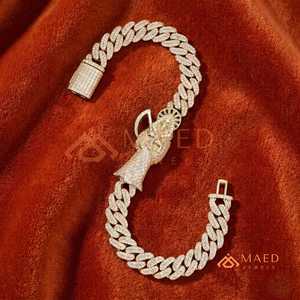 จี้ทองคำโมอิสซาไนต์รูปนักบุญ สร้อยข้อมือแบบ Cuban Link สุดหรู สไตล์ฮิปฮอป เครื่องประดับแฟชั่น Pulsera ระดับพรีเมียม - Product Image 2