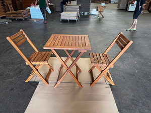 Foldable Acacia Wood <b>Garden</b> <b>Table</b> Set Outdoor Patio Dining Furniture Waterproof Stackable Easy Carry Hotel Use - Product Image 1