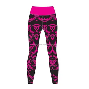 사용자 정의 디자인 검정과 핑크 승화 된 스포츠 레깅스 여성 패션 레깅스 체육관 착용 요가 바지 여자 여성 스타킹