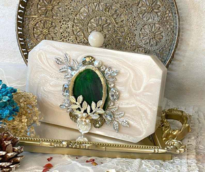 Classic India Luxury Eco-Friendly Hand Modeled Resin Clutch Purse Ladies Handbag Womens Elegant MULTI CRAFT MODEL - Product Image 5