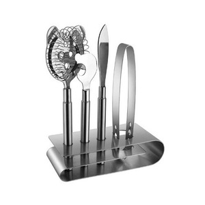 Kit de barman profesional de acero inoxidable con soporte, set de coctelera, accesorios para bar, para el hogar, fiestas y eventos. - Product Image 1
