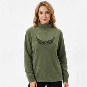 Sudadera de Hombre Oversize con Cuello Alto, Color Verde Oliva Sólido, Tejido Casual de Felpa Francesa, Manga Larga, para Otoño - Product Image 4