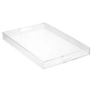 Plateau de service transparent en acrylique transparent, portable, compatible lave-vaisselle, pour aliments et vaisselle, décoration de cuisine moderne, plateau élégant - Product Image 2