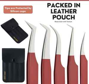 Pince à cils à pointe en fibre pour extensions de cils, logo personnalisé, pince à volume russe 90 degrés, pince à cils Halloween, pointes fines, échantillons gratuits - Product Image 6