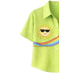 Conjunto coordinado de dos piezas para mujer en verde lima, camisa con estampado de dibujos animados y pantalones anchos, atuendo informal de verano a juego para mujer, a la moda. - Product Image 5