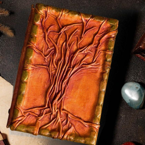 Diario de Cuero Grabado a Mano con el Árbol de la Vida, Cuaderno de Cuero Vintage, Libro de Tapa Dura Grimoire Book of Shadows, Papel con Borde Irregular - Product Image 5