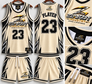 Vente en gros directe ZIAKOT INDUSTRY Maillot de basket-ball personnalisé à col rond noir - Product Image 1