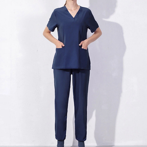 Ensemble deux pièces pour femmes, hauts à manches courtes à col en V, pantalon de jogging, ensemble de blouses médicales élastiques à séchage rapide pour infirmières - Product Image 2