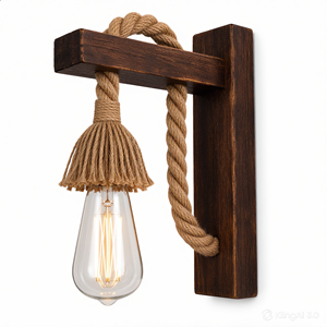 โคมไฟติดผนังเชือกไม้สนอุตสาหกรรมสมัยใหม่ ผลิตด้วยมือจากเวียดนาม ขายส่งสำหรับโรงแรมและร้านกาแฟ - Product Image 5