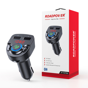 ROADPOWER (RP-FMTR26) เครื่องชาร์จในรถยนต์พร้อมเครื่องส่งสัญญาณบลูทูธ FM พร้อมการสตรีมไร้สายผ่านบลูทูธและการเล่นเพลง 3 รูปแบบ - Product Image 1