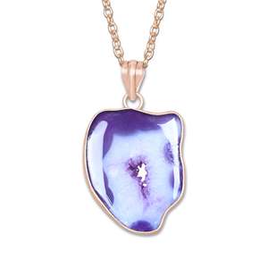 Colgantes de Druzy Natural con Ventana, Joyería Minimalista Hecha a Mano, Collar de Latón con Baño de Oro Rosa para Mujer, Regalos al por Mayor - Product Image 3