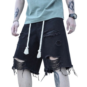 <b>Men's</b> Summer Street Style Ripped Dye Design 100% Cotton Denim <b>Shorts</b> High Stretch <b>Knee</b> <b>Length</b> Comfort Windproof Quick-Dry - Product Image 1