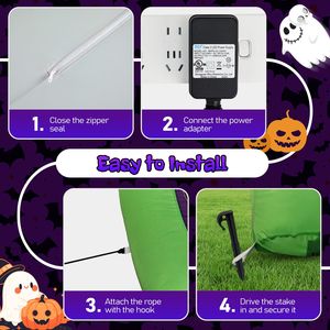 Confezione da 2 Tentacoli di Polpo Gonfiabili con Luci LED per Halloween, Decorazioni Impressionanti per Esterni e Giardino - Product Image 4