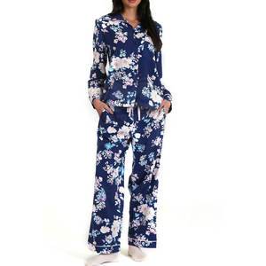 Pijamas con Logotipo Personalizado para Mujer, Conjunto de Ropa de Dormir, Estampado Floral, Algodón Transpirable, Ropa de Dormir Femenina - Product Image 5