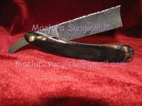Maclura MDS-711 Rasoir droit artisanal en acier Damas pour homme avec manche en corne de buffle - NEUF