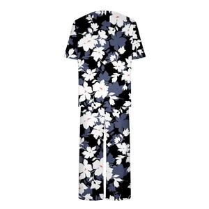 Conjunto de Pijama para Mujer con Estampado Floral, 3/4 de Largo, Casual, 2 Piezas, Cuello Redondo, Manga Corta, Pantalones, Ecológico - Product Image 2