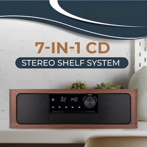 Stereo Shelf <b>System</b> with CD Player, Bluetooth, FM Radio, USB Playback, Optical In, 50W <b>Speakers</b>, Alarm Clock - Product Image 6