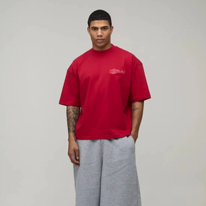 Camiseta Oversize de Hombre con Hombros Caídos, Ajuste Holgado, Algodón Pesado, Estilo Urbano Casual de Verano - Product Image 1