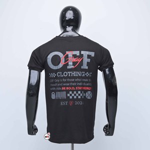 T-shirt en jersey de coton noir personnalisé avec motif géométrique imprimé, col rond, coupe classique, manches courtes, style décontracté - Product Image 2