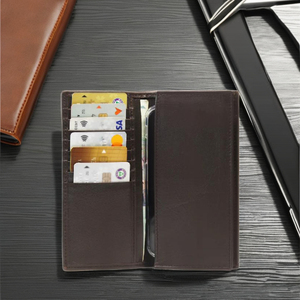 Porte-cartes personnalisé haut de gamme de haute qualité LONG Multi Card en gros en cuir véritable hommes voyage Mobile portefeuille à faible quantité minimale de commande affaires - Product Image 1