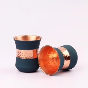 Gobelet en cuivre pur et coloré |   Gobelet à eau fait main |   Vaisselle Métallique Traditionnelle |   Fabricant Fournisseur - Product Image 1