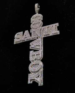 Custom Name Cross Moissanite Pendant 925 Sterling <b>Silver</b> Iced Out <b>Charm</b> Hip Hop Jewelry Gift - Product Image 1