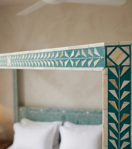 Cama con Dosel Decorativa de Madera, Cama de Piso con Panel Estampado, Muebles para Dormitorio - Product Image 4