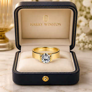 Anillo de Compromiso de Oro Amarillo de 10K con Diamante Solitario |   Anillo de Diamante Real con Corte Brillante Redondo |   Anillo de Compromiso con Engaste de Diamantes para Mujer - Product Image 3