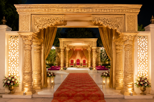 Fabricant et exportateur de mandap de mariage de style Grand Haveli pour les mariages indiens de luxe, mandap tendance, prix de gros, léger - Product Image 6
