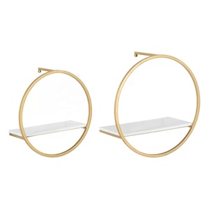 Modern Gold Metal Round Wall Shelf Floating Display Decor Minimalist Home Accent - Product Image 1