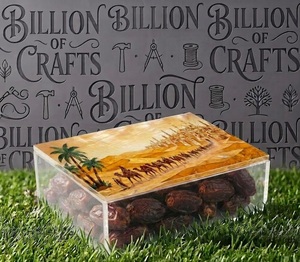 Rectangular Acrylic dessert Box With Desert Camel <b>Caravan</b> Design Printed Lid Modern <b>Storage</b> Container <b>For</b> gift display - Product Image 4